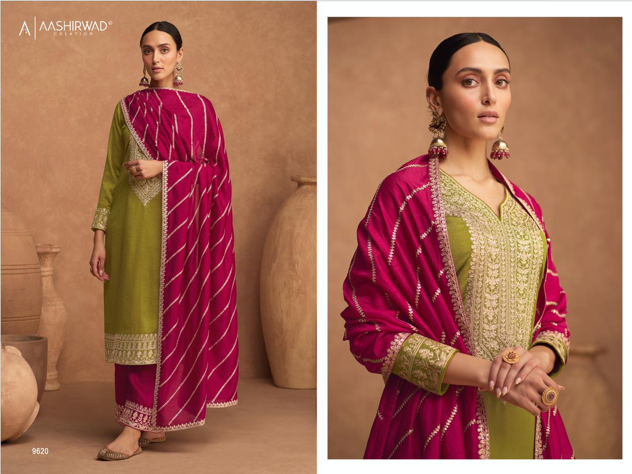 Elegant Essence: Designer Silk Salwar Suit for a Timeless Look - 9620