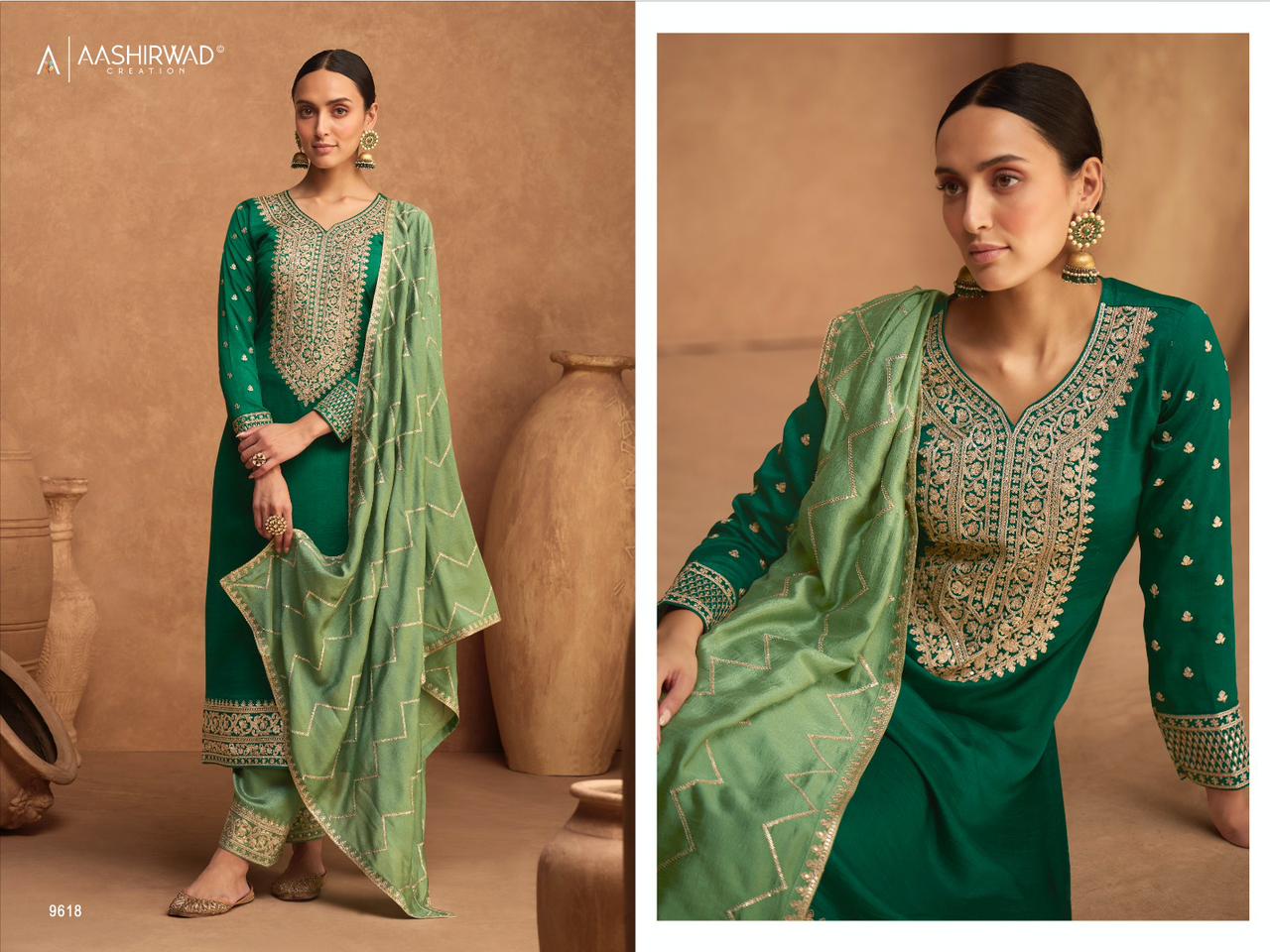 Elegant Essence: Designer Silk Salwar Suit for a Timeless Look - 9618
