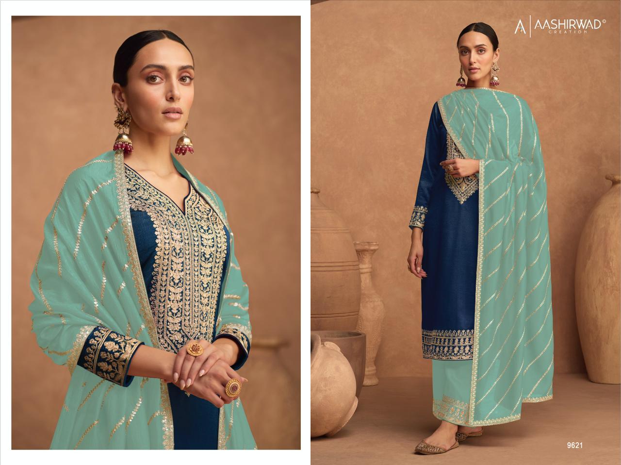 Elegant Essence: Designer Silk Salwar Suit for a Timeless Look - 9621