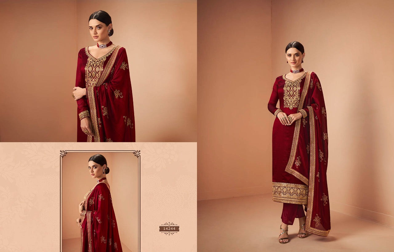 Elegance Unveiled: Blooming Silk Georgette Salwar Kameez - 14244