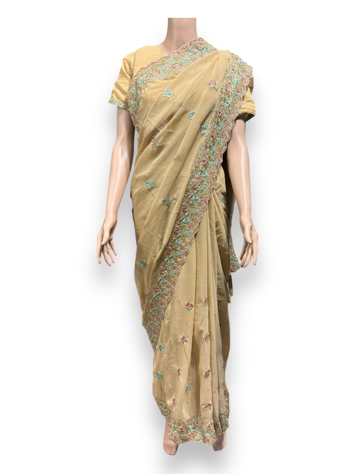 Traditional Designer Saree with Ready Blouse- Elegant Indian Ethnic Wear for Women - 012