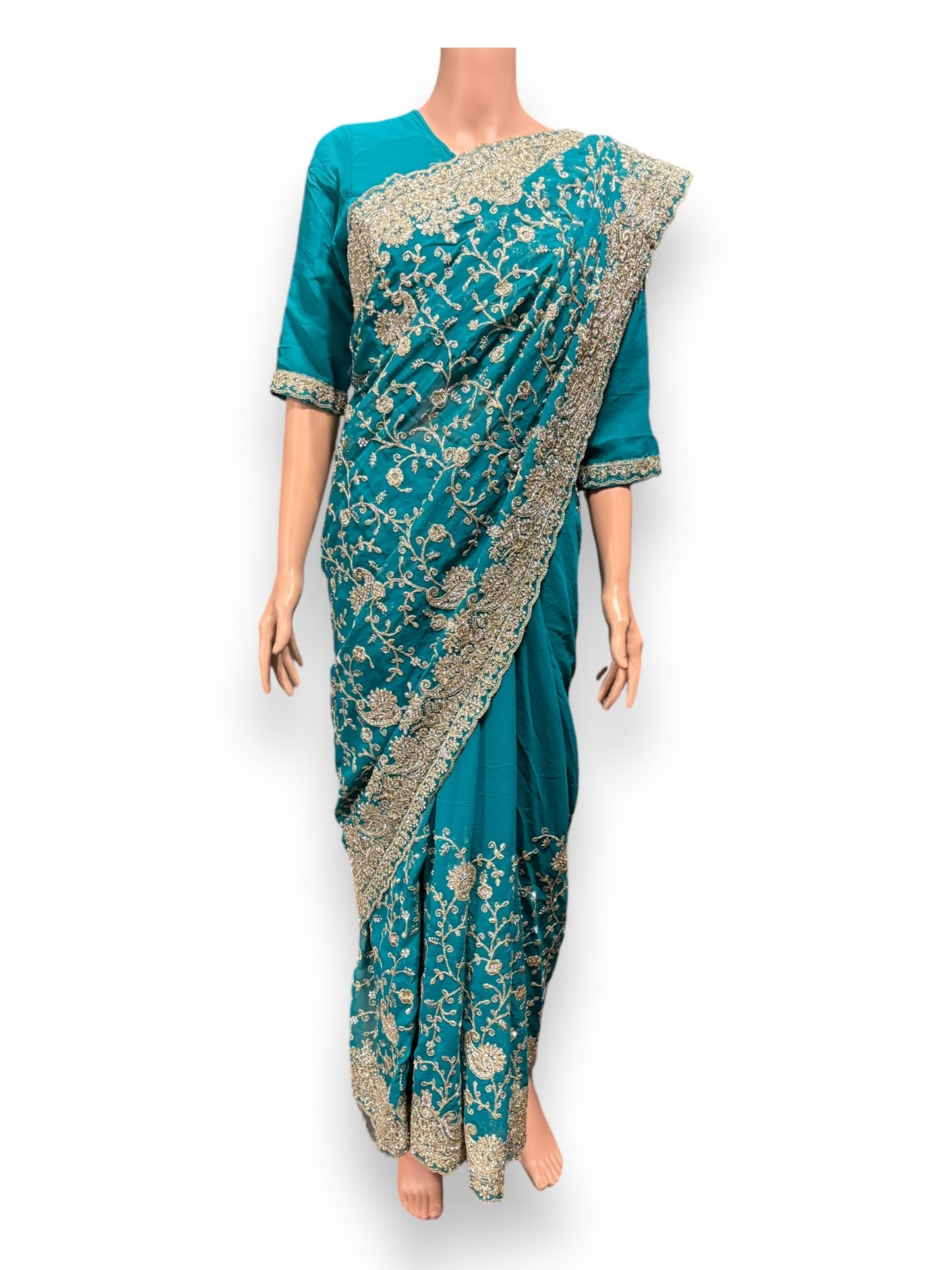 Traditional Designer Saree with Ready Blouse – Elegant Indian Ethnic Wear- 020