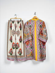 Traditional two-piece kurti set for women, featuring colorful salwar kameez from Saree Ghor Charlotte, suitable for cultural wear.
