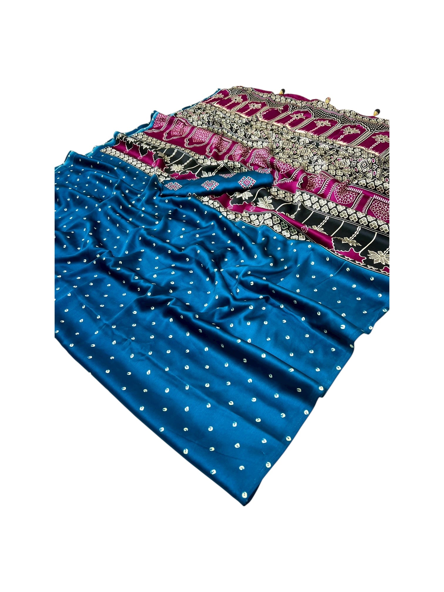 Soft semi modal traditional saree by Saree Ghor Charlotte, showcasing elegant fabric and cultural design for women's wear.