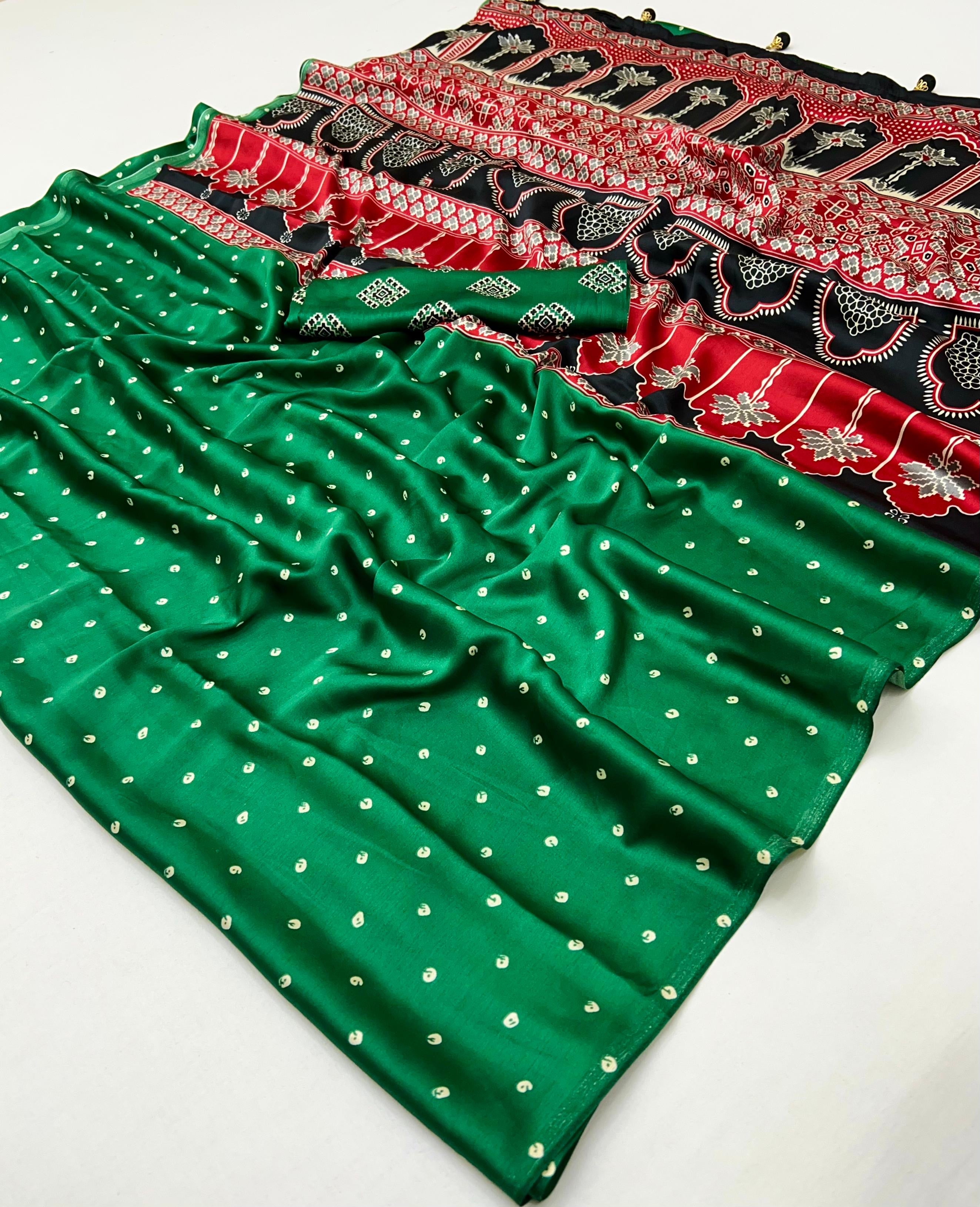 Semi Modal traditional saree by Saree Ghor Charlotte, showcasing elegant cultural wear for women with intricate fabric details.