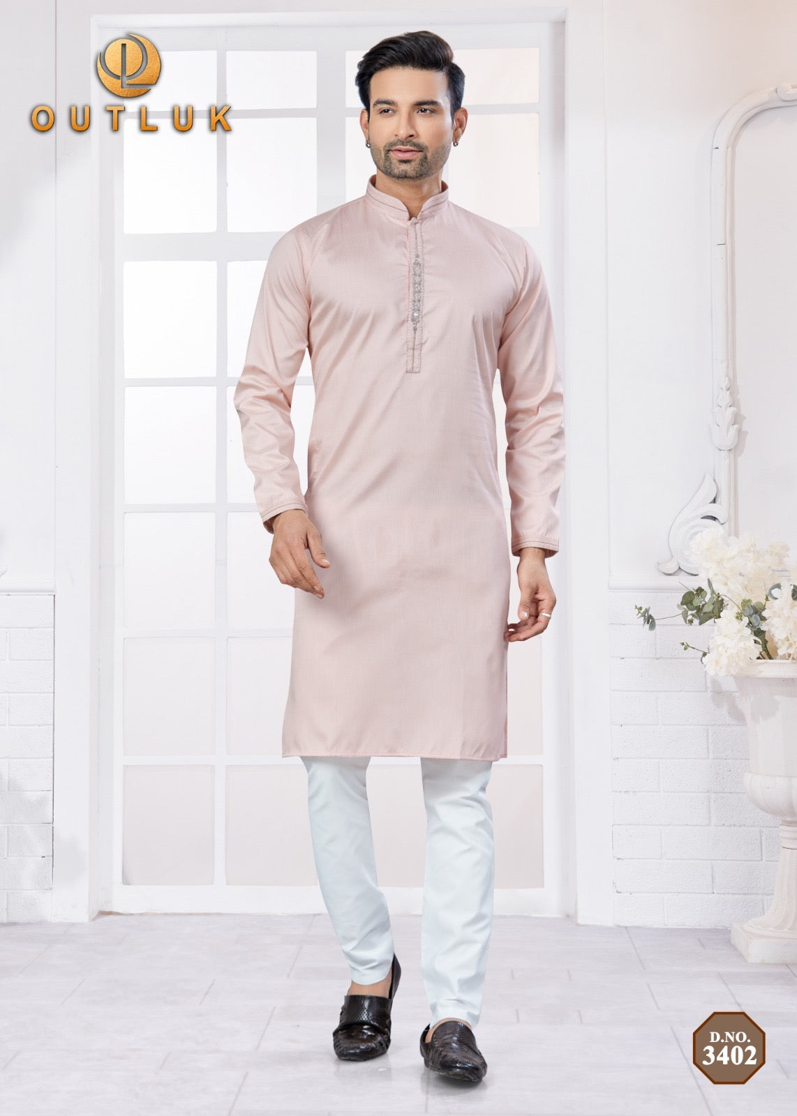 Light Pink Color Traditional Men's Kurta Pajama Set– Cultural Wear for Men