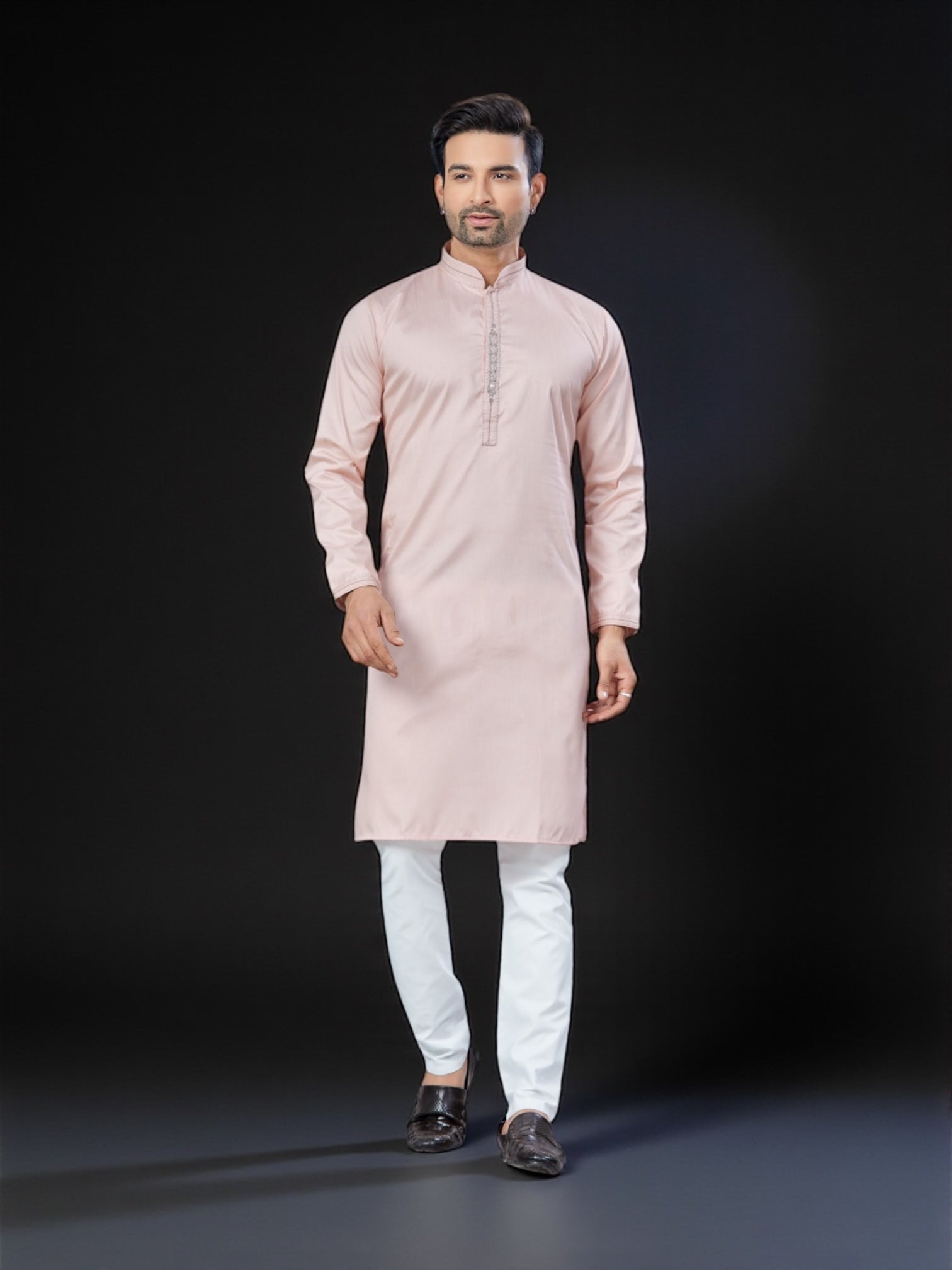 Light Pink Color Traditional Men's Kurta Pajama Set– Cultural Wear for Men