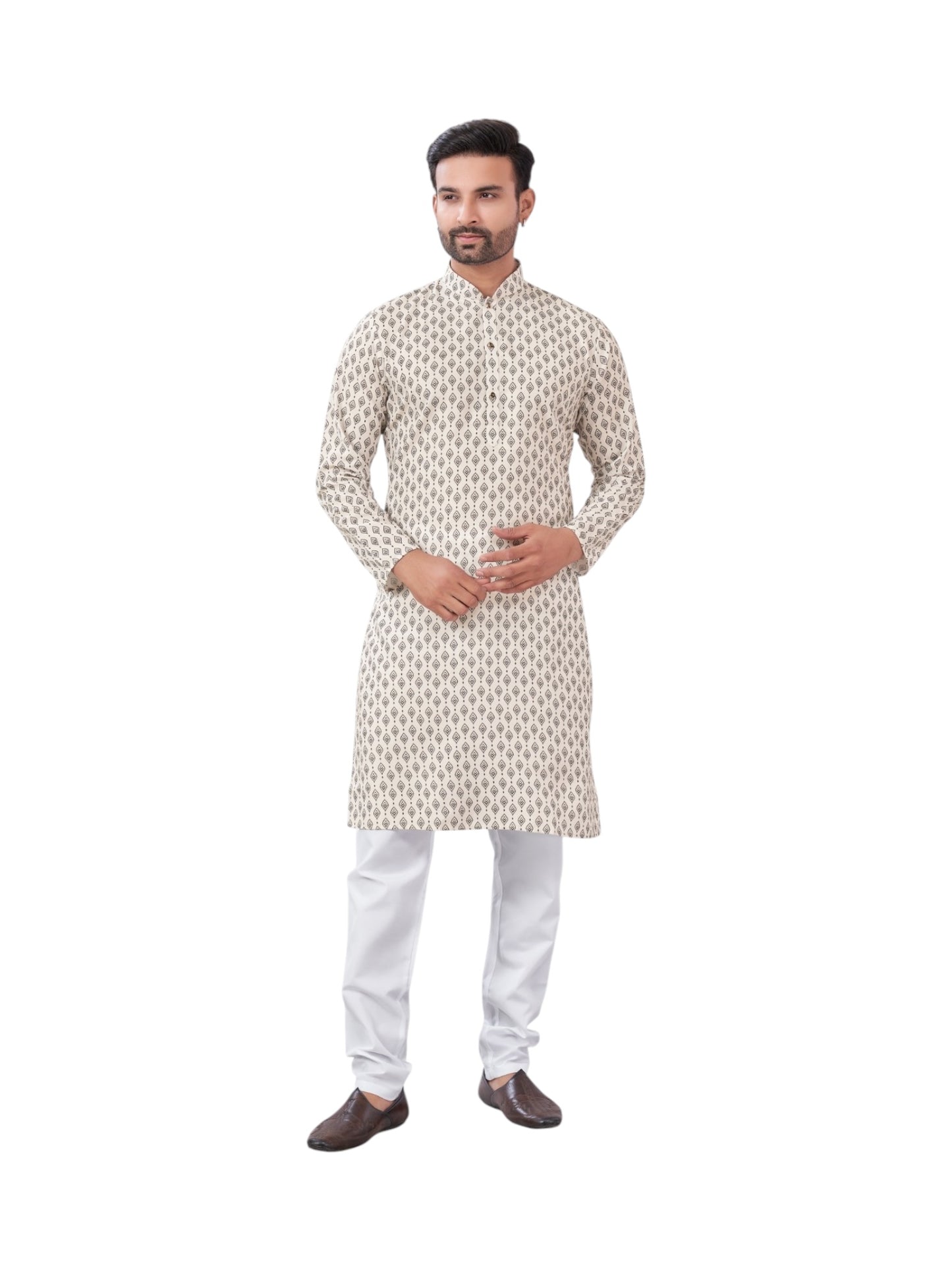 White Color Traditional Men's Kurta Pajama Set– Cultural Wear for Men