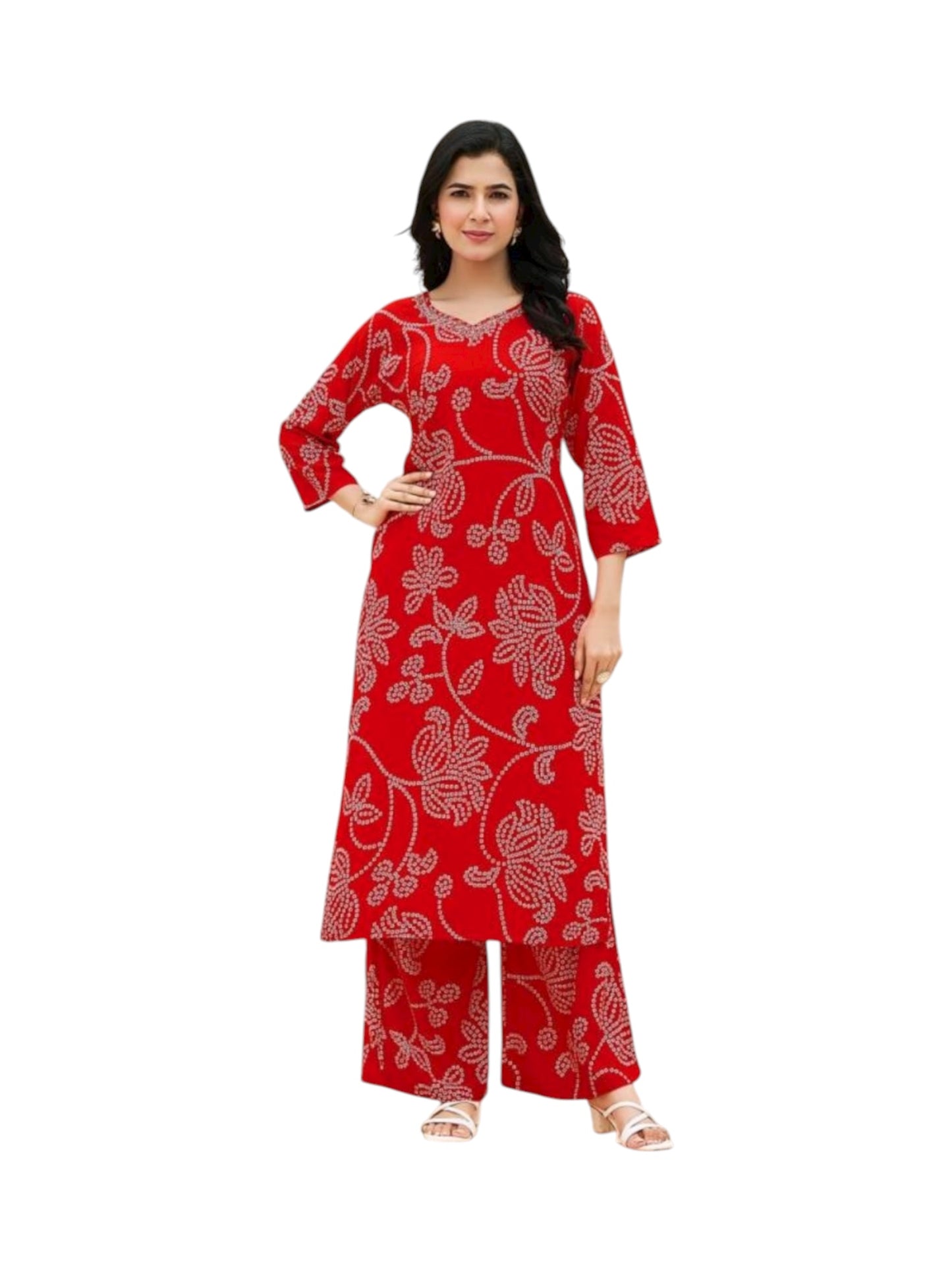 Rayon Printed Traditional Two Piece Kurti Set, Cultural Wear for Women