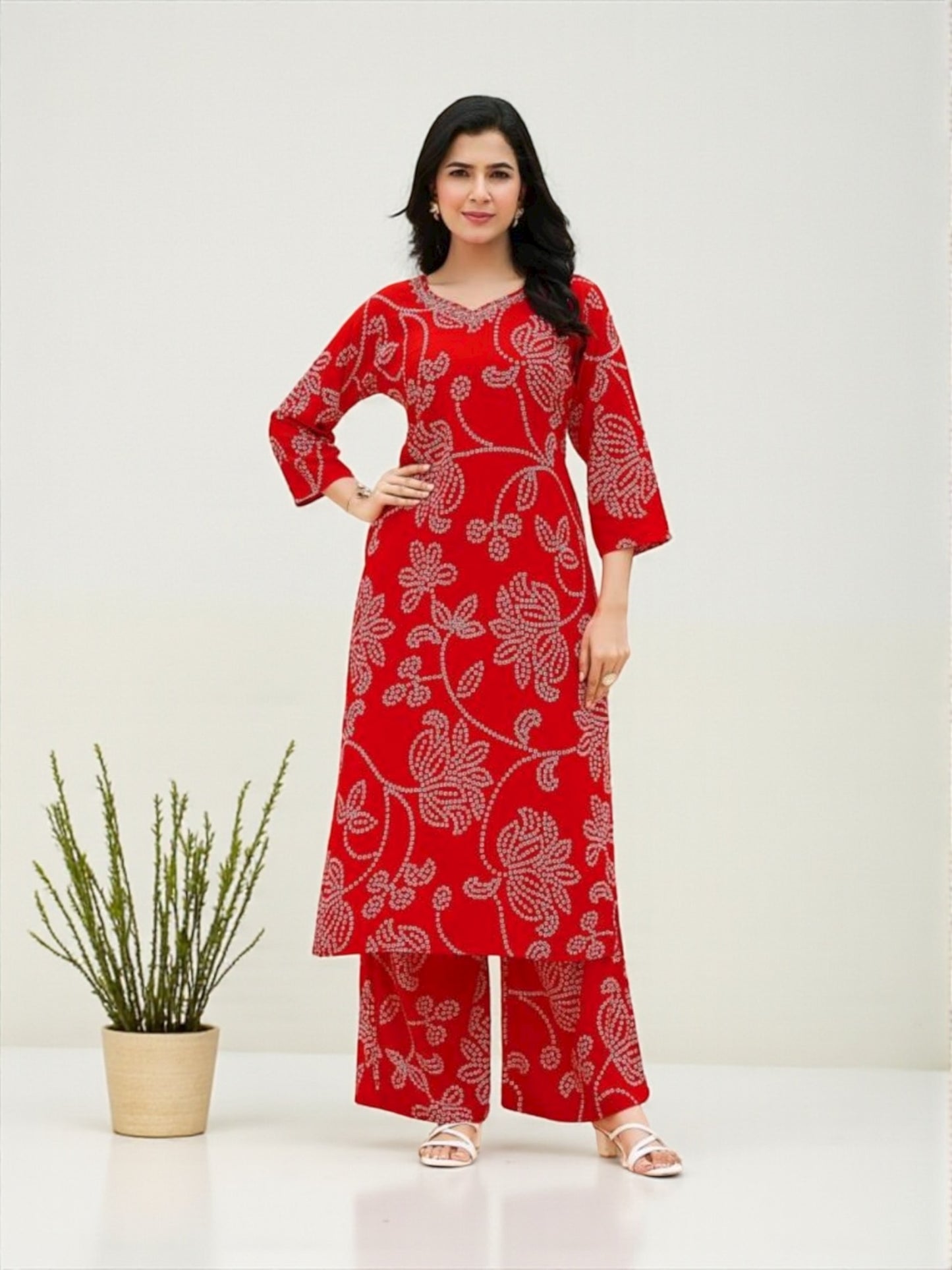 Rayon Printed Traditional Two Piece Kurti Set, Cultural Wear for Women