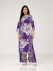 Rayon Printed Traditional Two Piece Kurti Set, Cultural Wear for Women