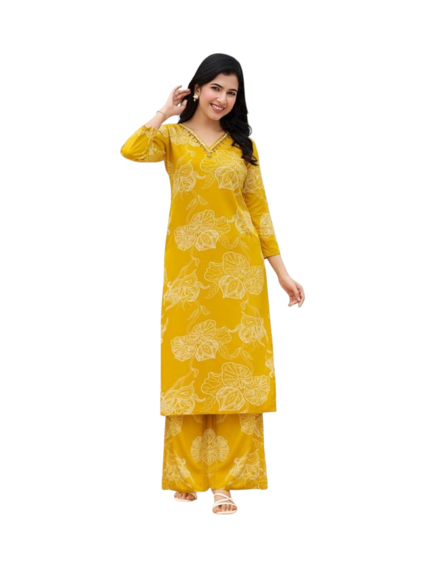 Rayon Printed Traditional Two Piece Kurti Set, Cultural Wear for Women