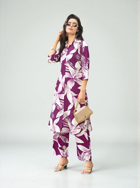 Rayon Print Traditional Two Piece Kurti Set, Cultural Wear for Women