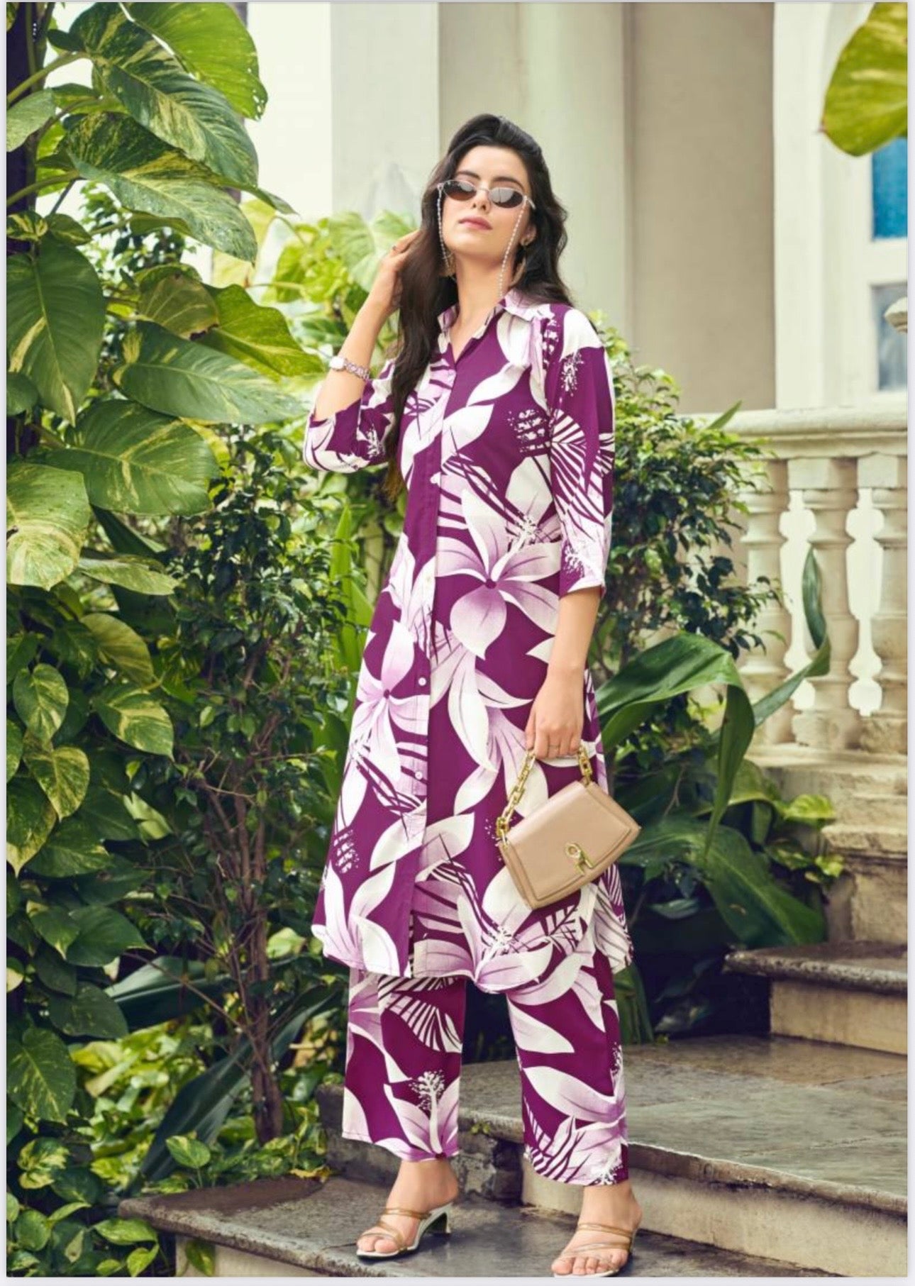 Rayon Print Traditional Two Piece Kurti Set, Cultural Wear for Women