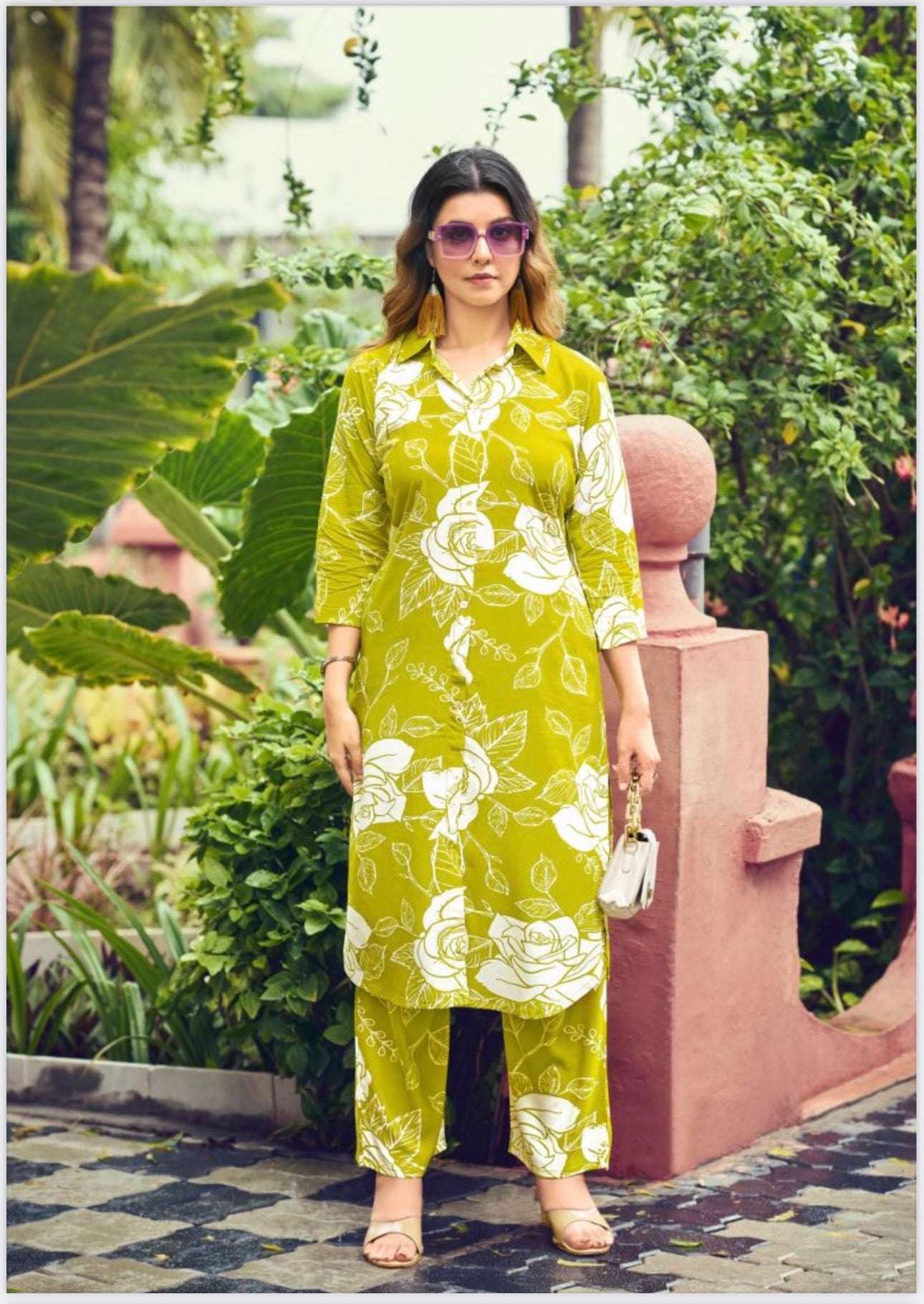 Rayon Print Traditional Two Piece Kurti Set, Cultural Wear for Women