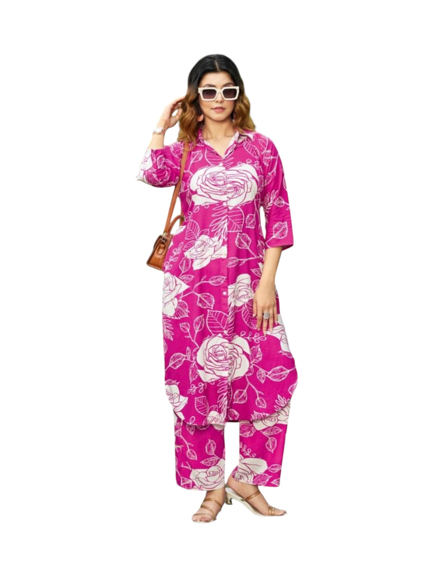 Rayon Print Traditional Two Piece Kurti Set, Cultural Wear for Women