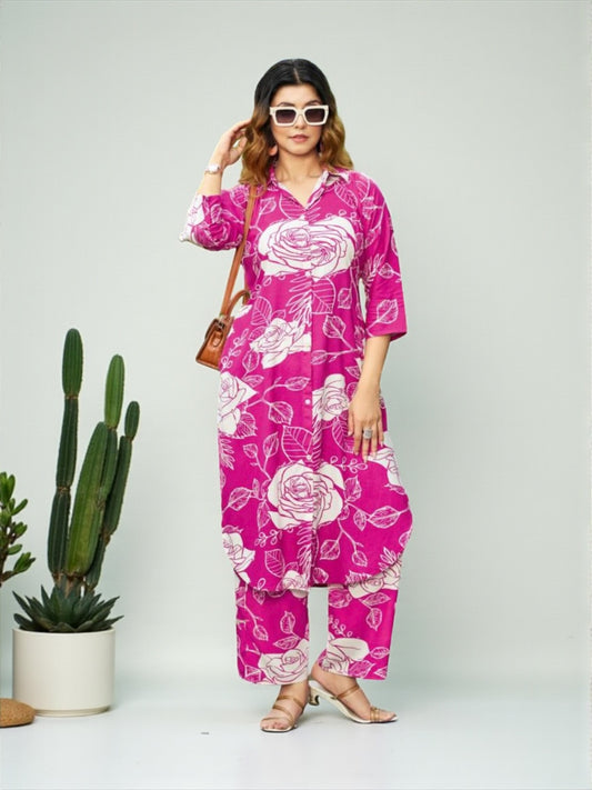 Rayon Print Traditional Two Piece Kurti Set, Cultural Wear for Women