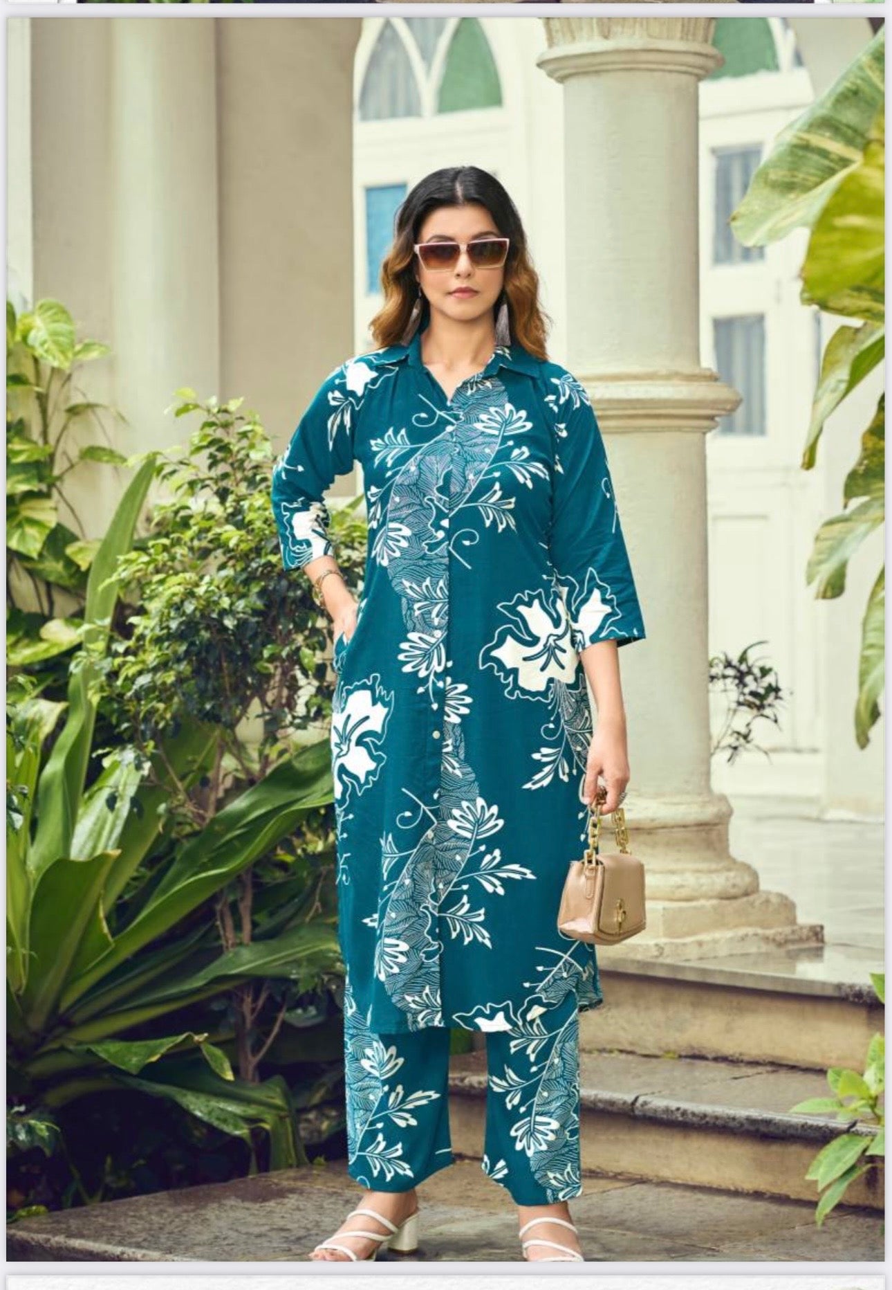 Rayon Print Traditional Two Piece Kurti Set, Cultural Wear for Women