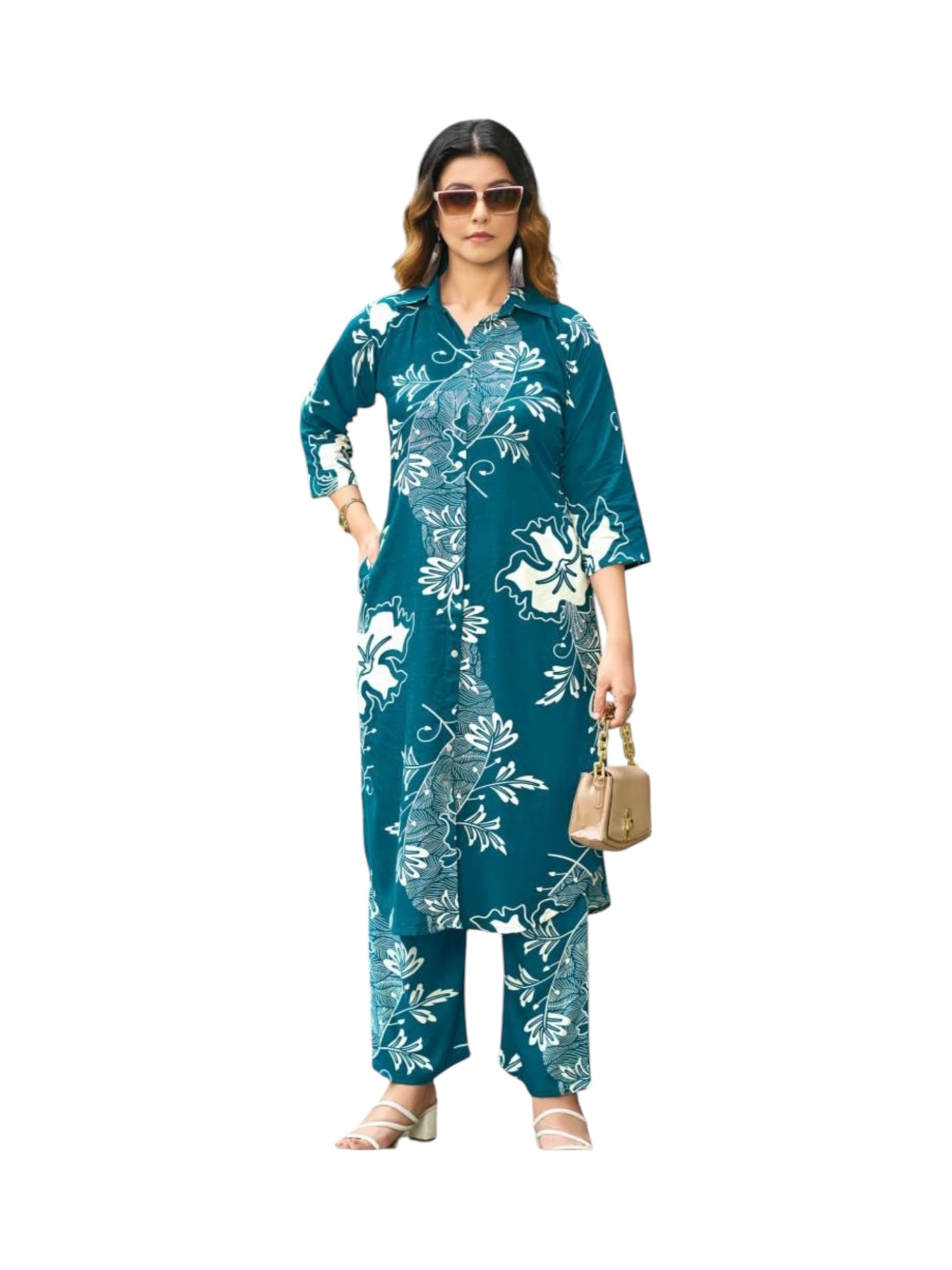 Rayon Print Traditional Two Piece Kurti Set, Cultural Wear for Women