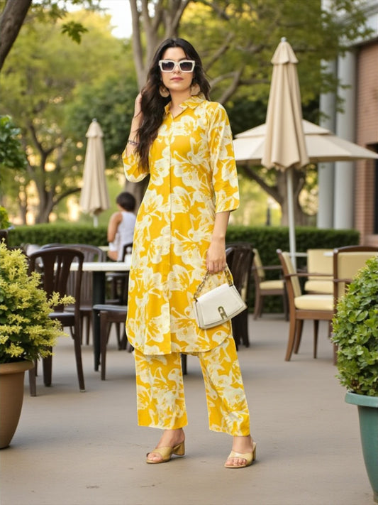 Rayon Print Traditional Two Piece Kurti Set, Cultural Wear for Women