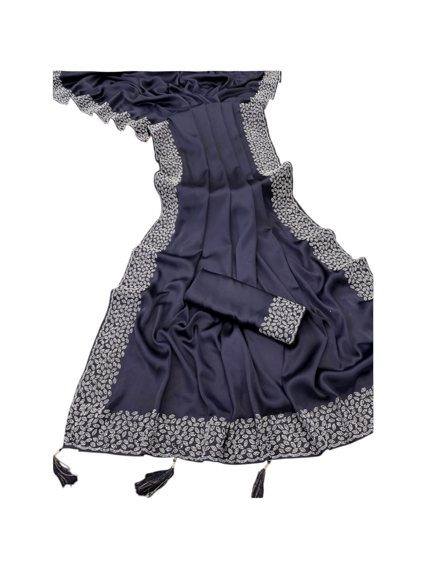 Pure Silk Traditional Saree with Sirvoski Border Work, Cultural Wear for Women