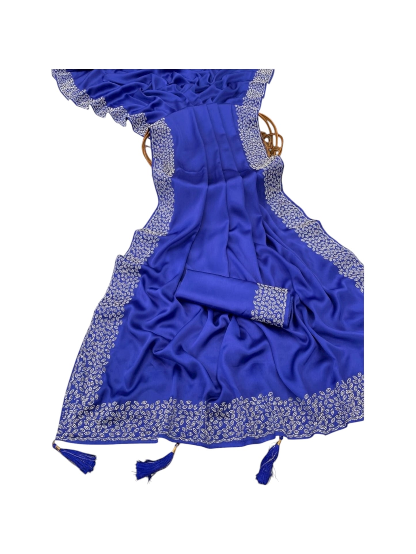 Pure Silk Traditional Saree with Sirvoski Border Work, Cultural Wear for Women