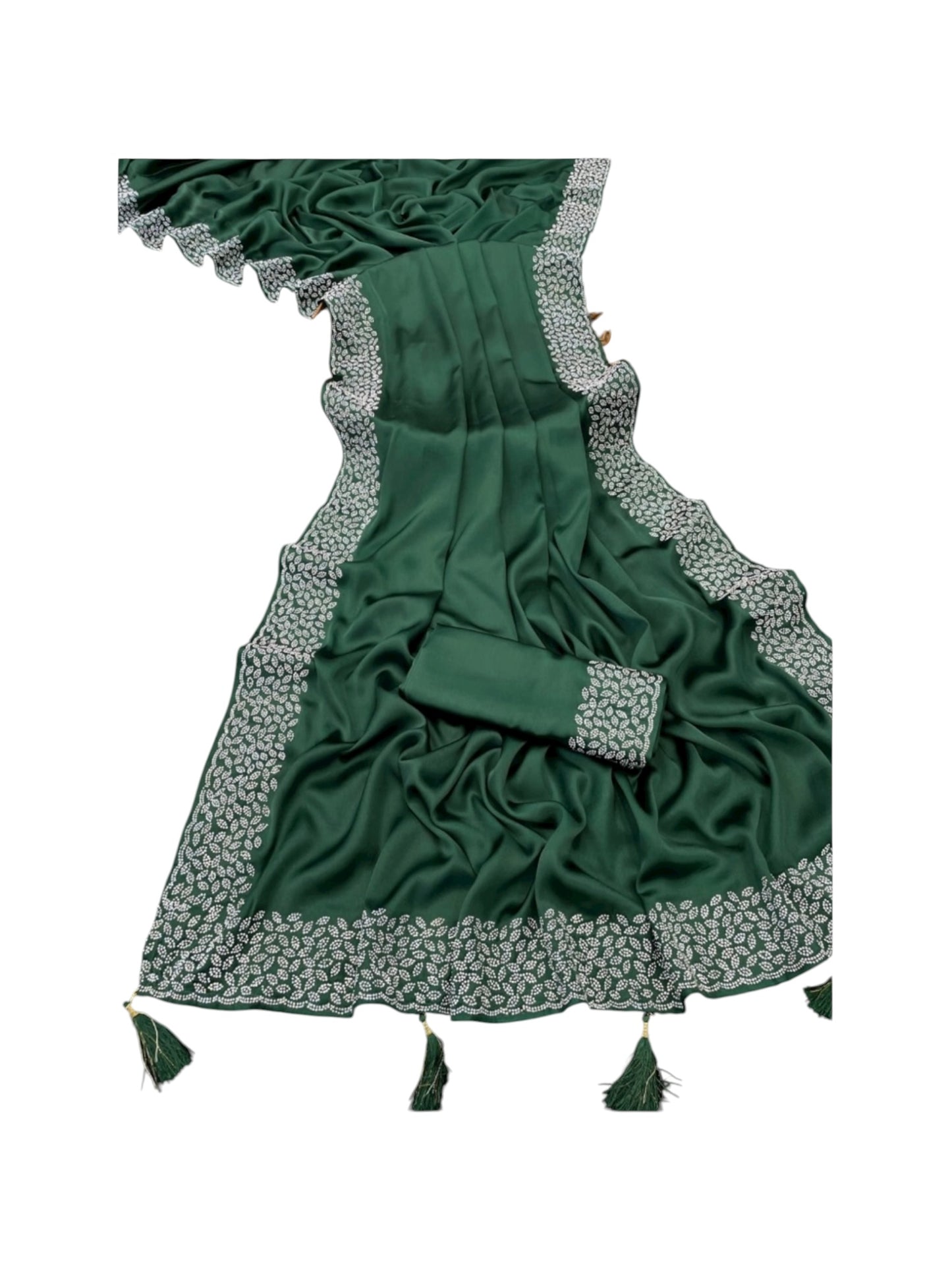 Pure Silk Traditional Saree with Sirvoski Border Work, Cultural Wear for Women