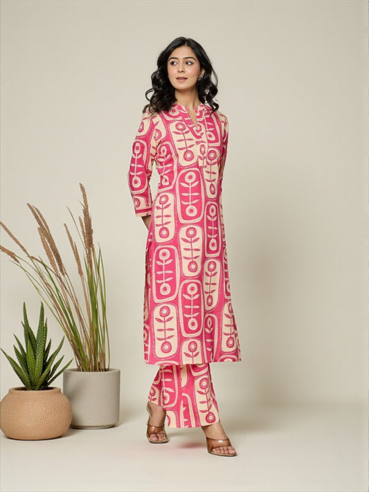 Rayon Print Traditional Two Piece Kurti Set, Cultural Wear for Women