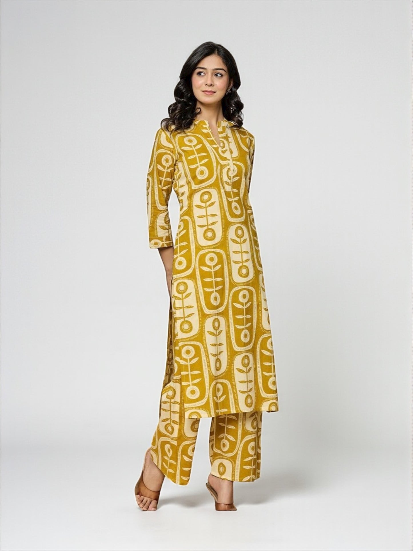 Rayon Print Traditional Two Piece Kurti Set, Cultural Wear for Women