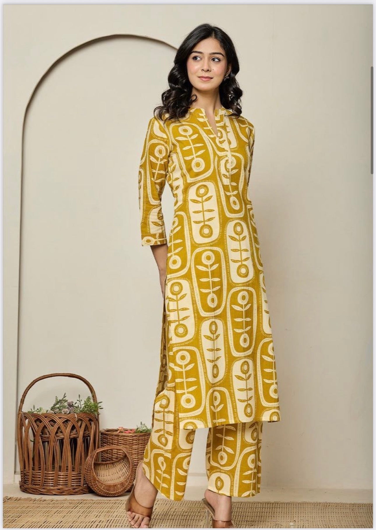 Rayon Print Traditional Two Piece Kurti Set, Cultural Wear for Women
