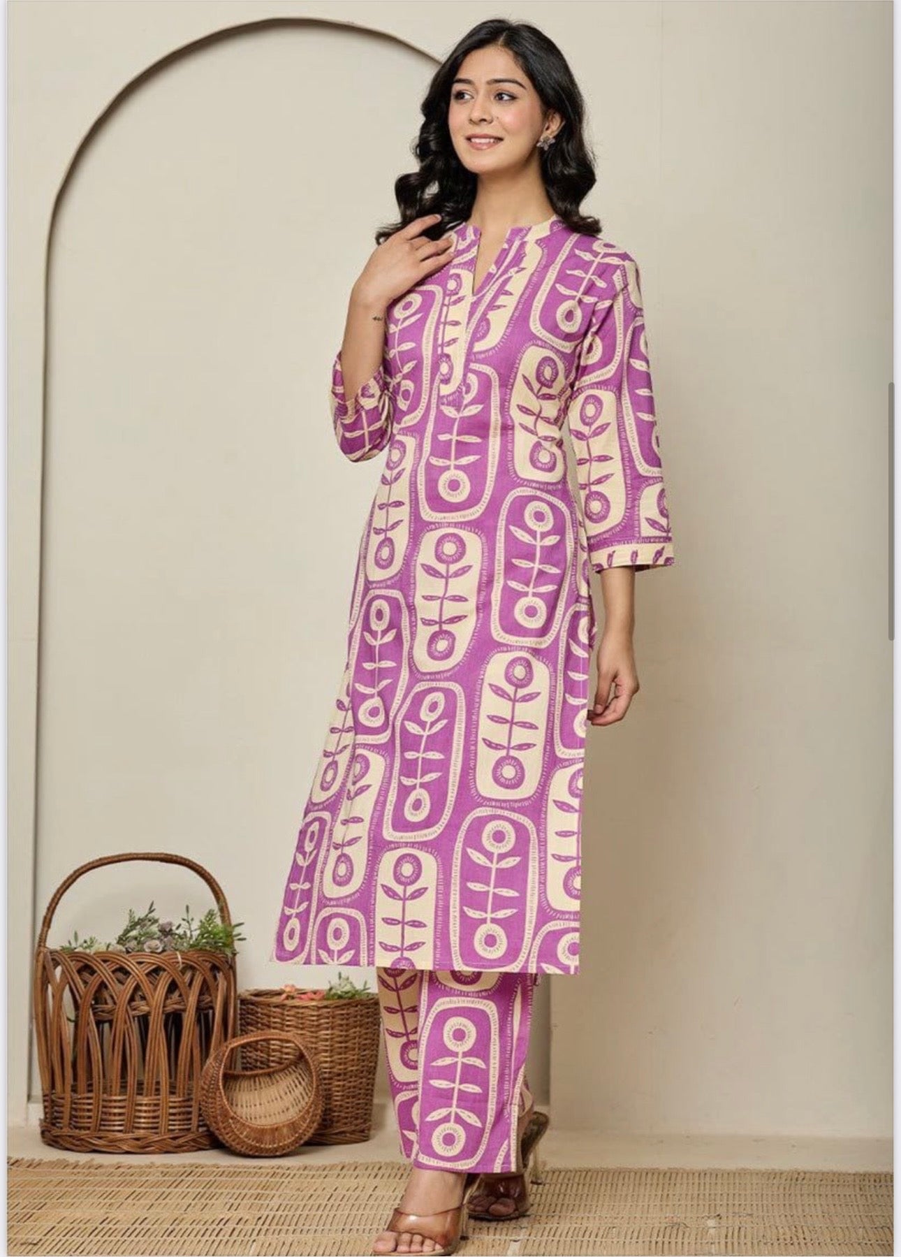 Rayon Print Traditional Two Piece Kurti Set, Cultural Wear for Women