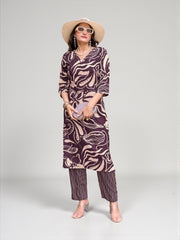 Rayon Print Traditional Two Piece Kurti Set, Cultural Wear for Women
