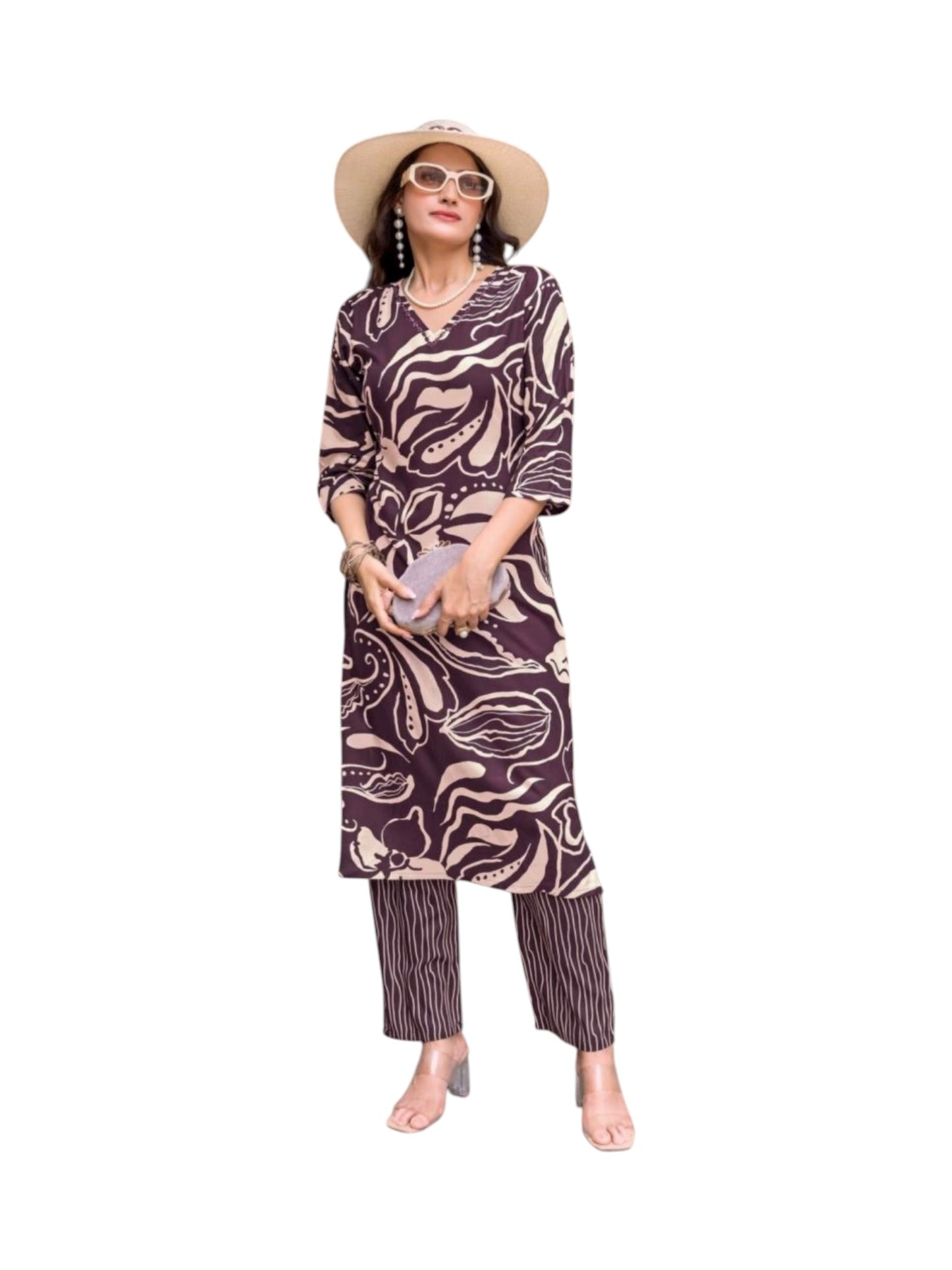 Rayon Print Traditional Two Piece Kurti Set, Cultural Wear for Women