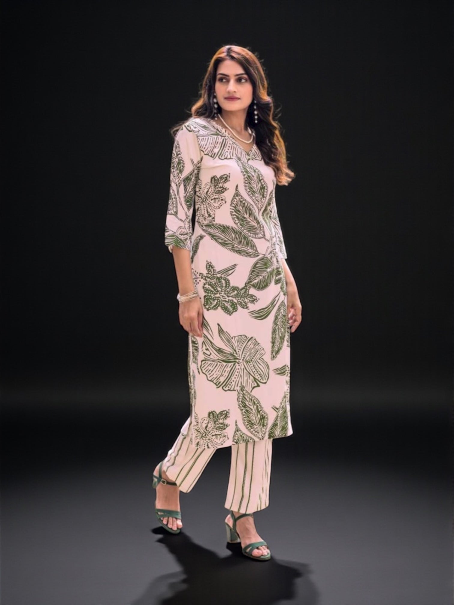 Rayon Print Traditional Two Piece Kurti Set, Cultural Wear for Women