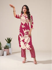 Rayon Print Traditional Two Piece Kurti Set, Cultural Wear for Women