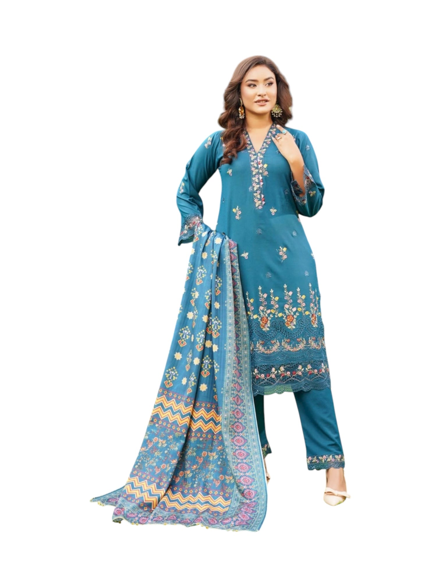 Traditional Pakistani Salwar Kameez by Saree Ghor Charlotte, featuring vibrant fabric and intricate embroidery for women’s cultural wear.