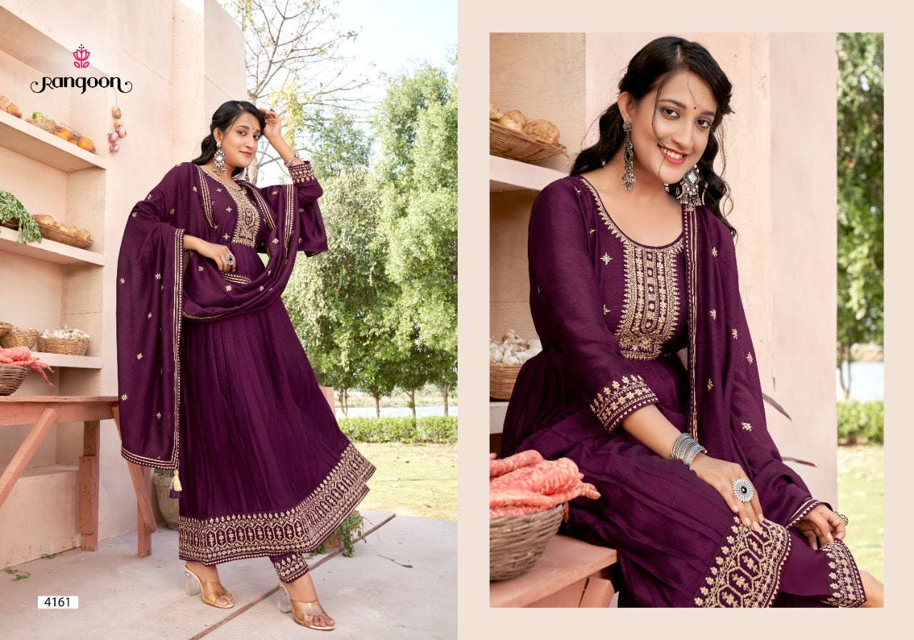 Vichitra Silk Salwar Suit with Fancy Work - 4161