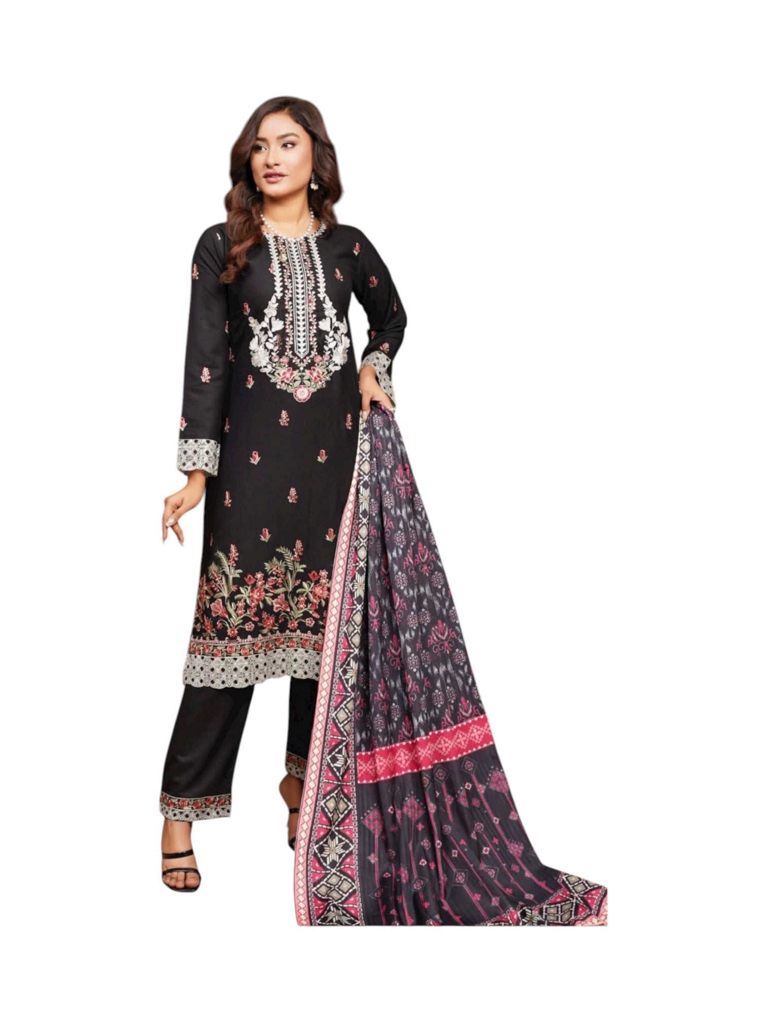 Traditional Pakistani Salwar Kameez for women by Saree Ghor Charlotte, featuring vibrant fabric and intricate embroidery.