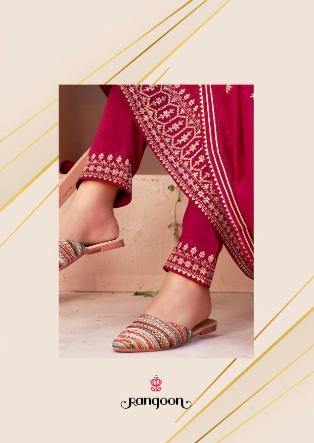 Vichitra Silk Salwar Suit with Fancy Work - 4163