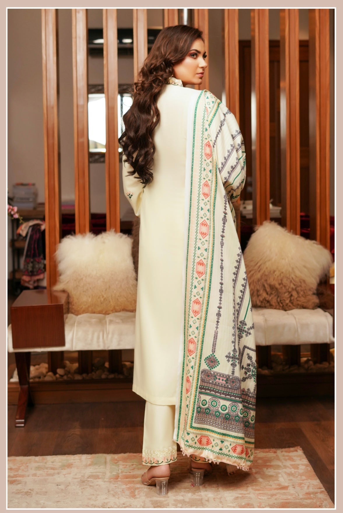 Traditional Pakistani Salwar Kameez for women, featuring vibrant fabric and intricate embroidery, by Saree Ghor Charlotte.