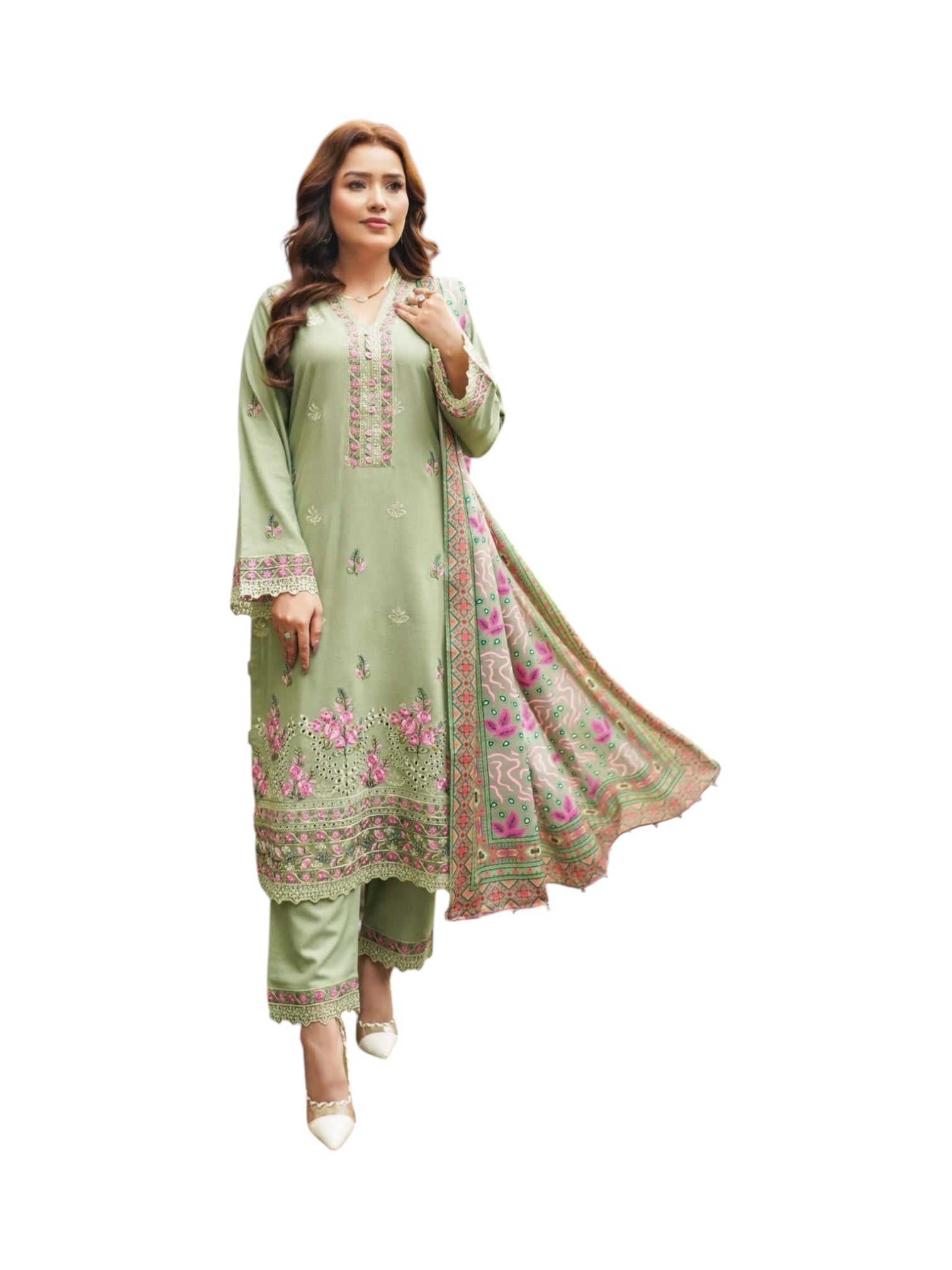 Traditional Pakistani Salwar Kameez for women, featuring vibrant fabric and intricate embroidery, from Saree Ghor Charlotte.