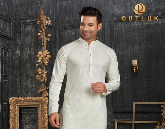 Men's White Cotton Kurta Pajama