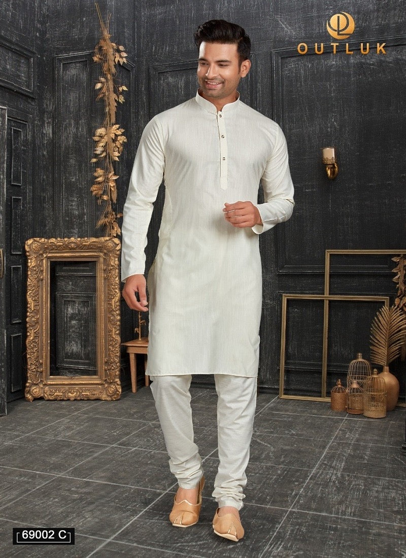 Men's White Cotton Kurta Pajama