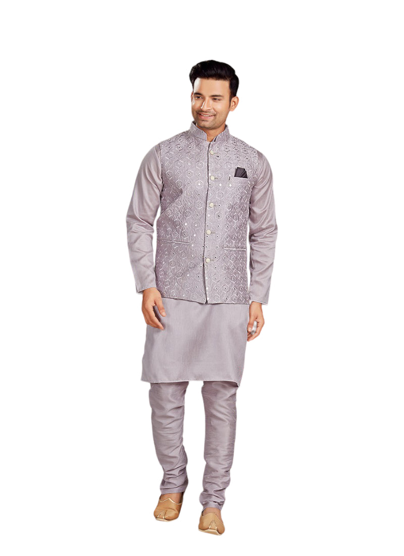 Exclusive Wear Lavender Kurta Pajama with Jacket