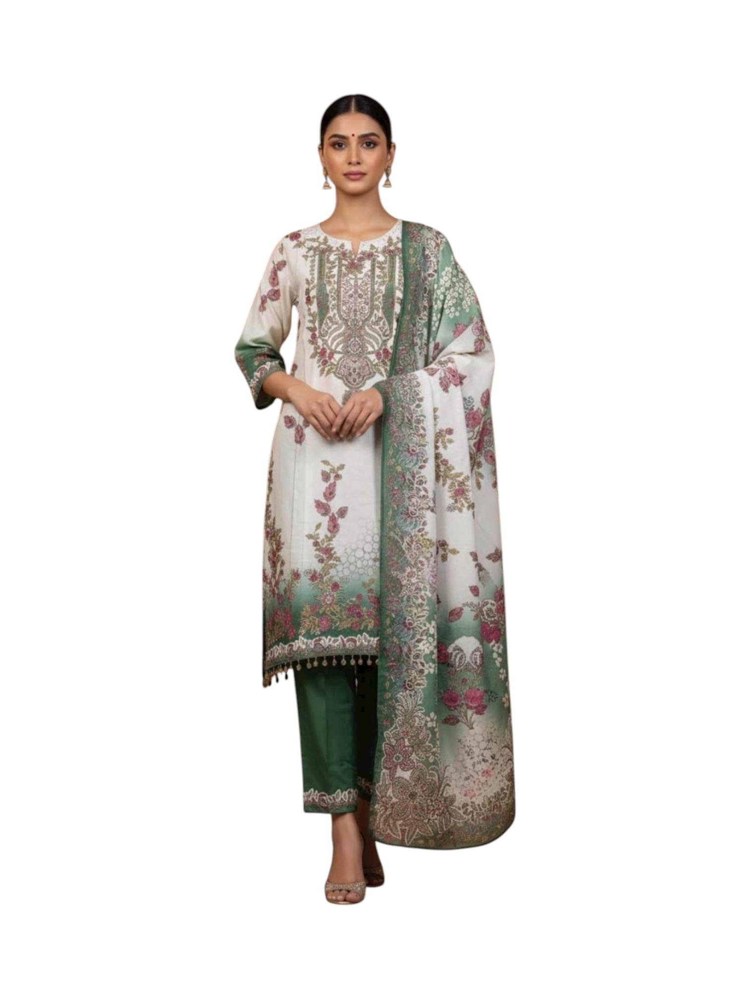 Traditional Maslin Salwar Kameez for women, showcasing vibrant cultural wear from Saree Ghor Charlotte with intricate details.