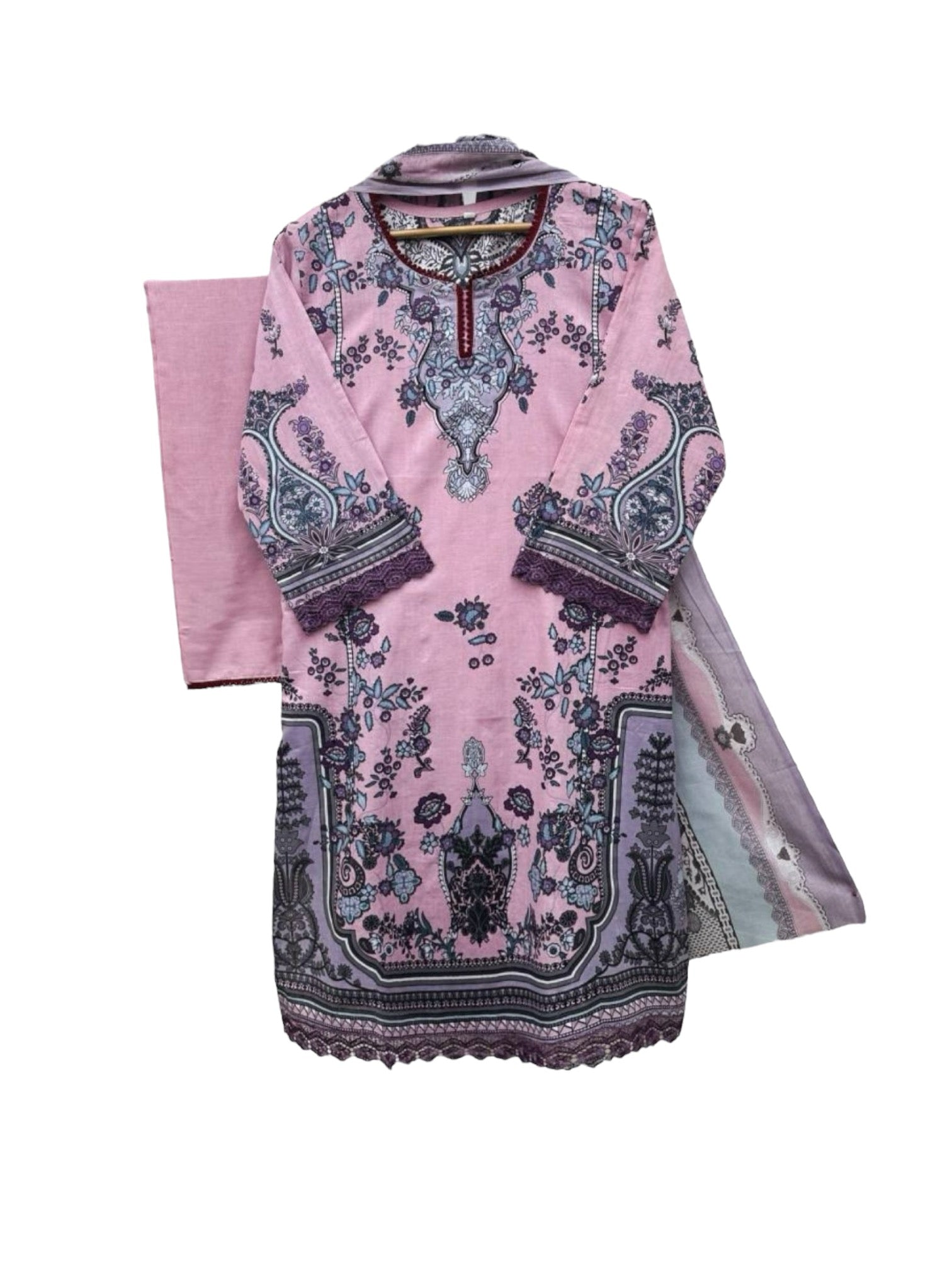 Cotton printed traditional Salwar Kameez for women, featuring colorful patterns and cultural design by Saree Ghor Charlotte.