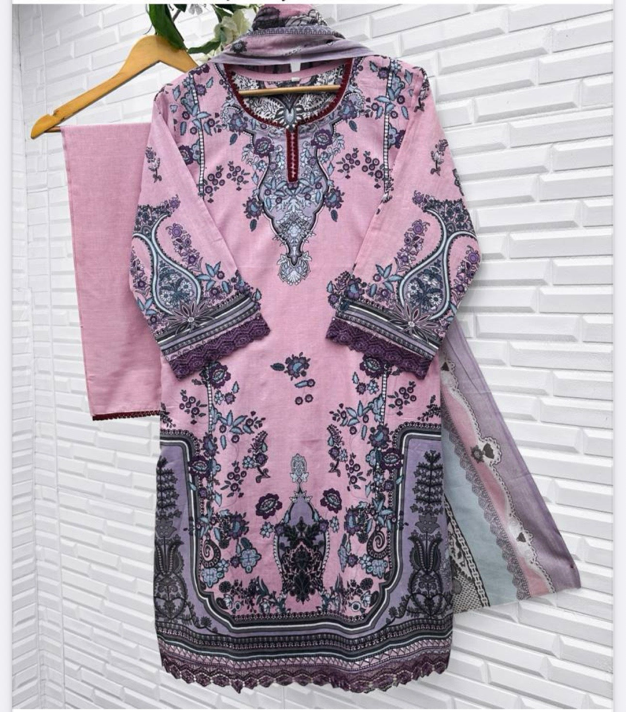 Colorful cotton printed traditional Salwar Kameez for women, featuring intricate patterns and vibrant cultural design from Saree Ghor Charlotte.