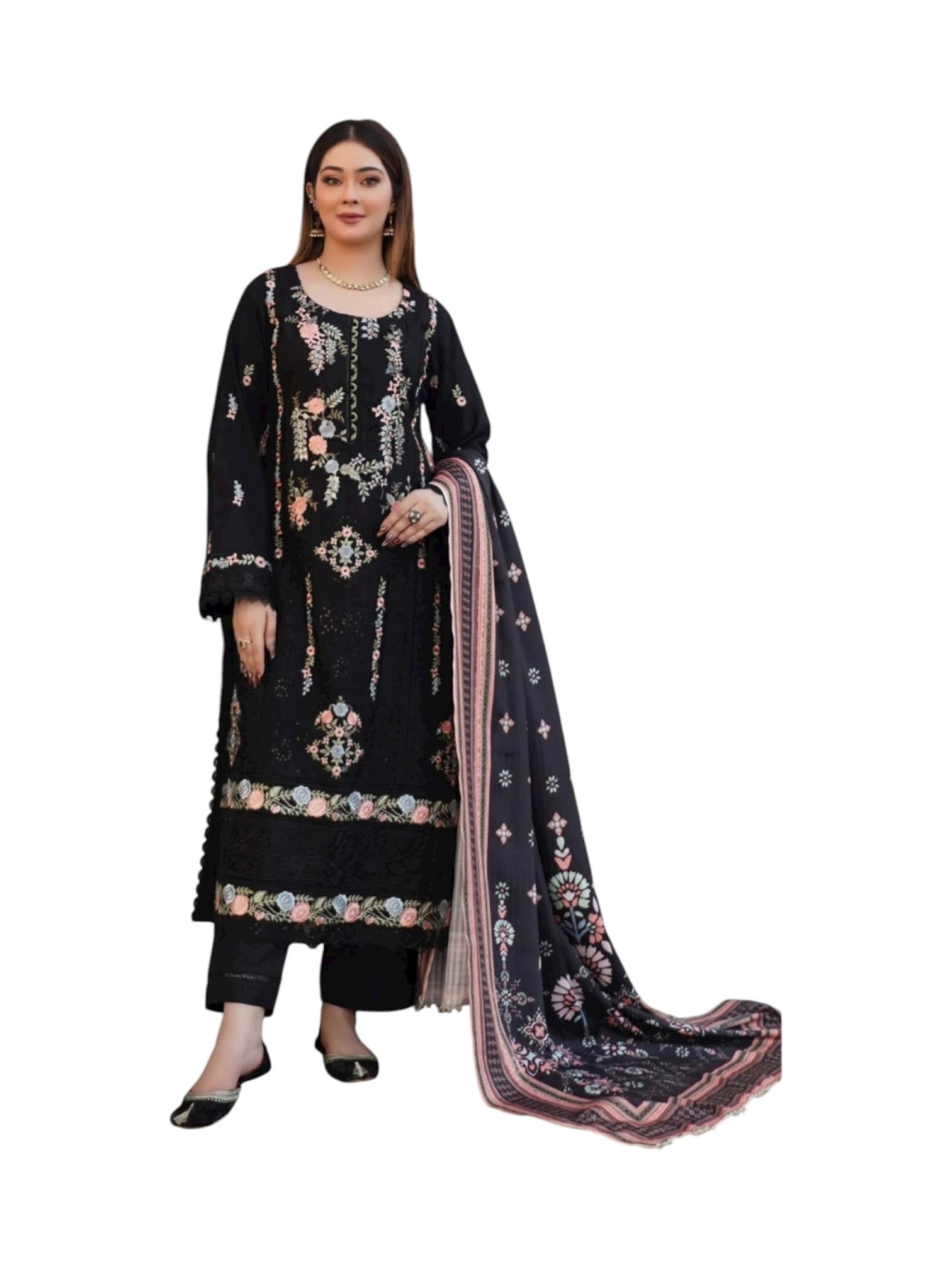 Traditional Pakistani Salwar Kameez for women, featuring colorful fabric and intricate embroidery, by Saree Ghor Charlotte.