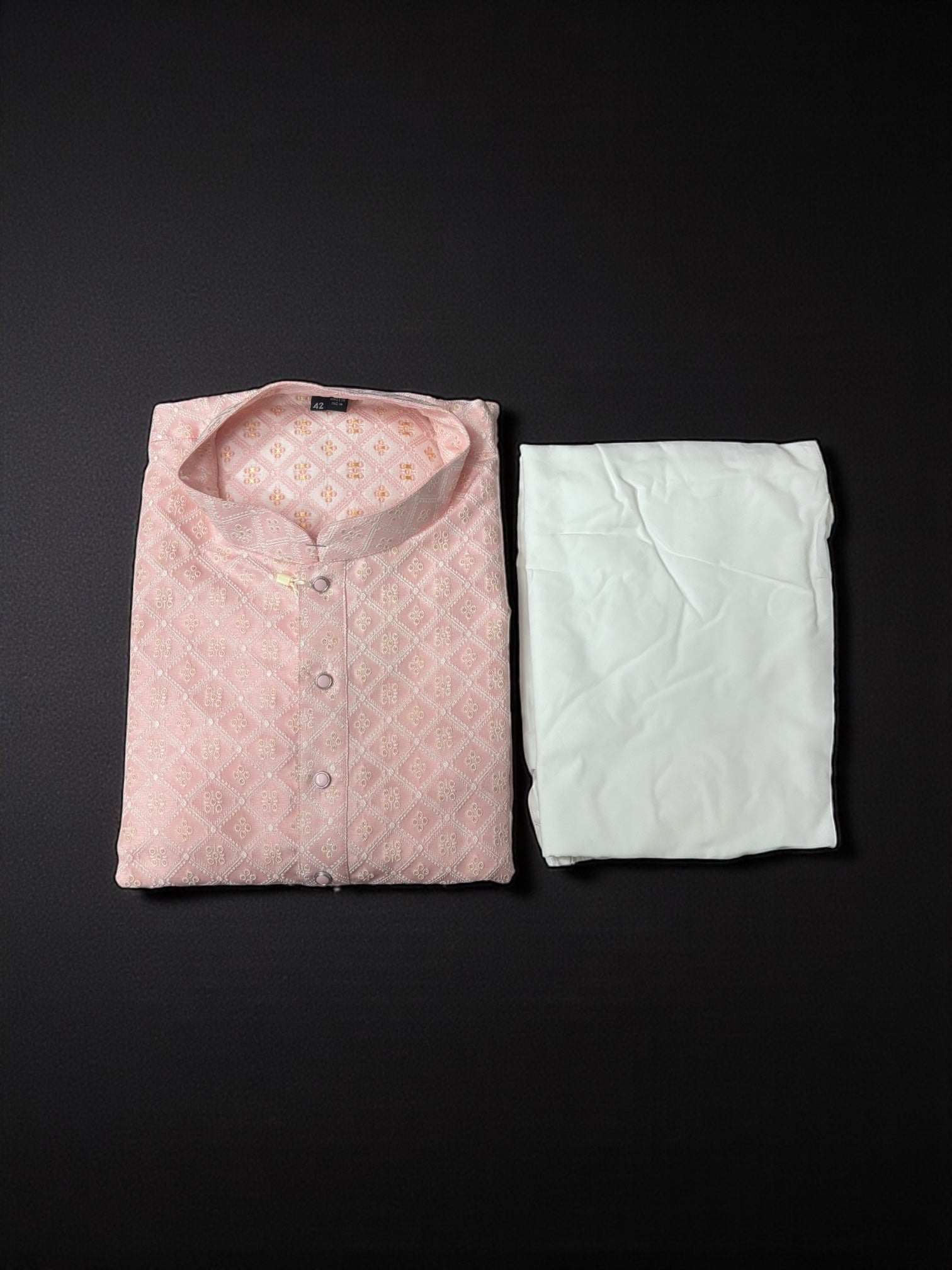 Traditional men's Kurta and Pajama set by Saree Ghor Charlotte, featuring classic design and cultural style for festive occasions.