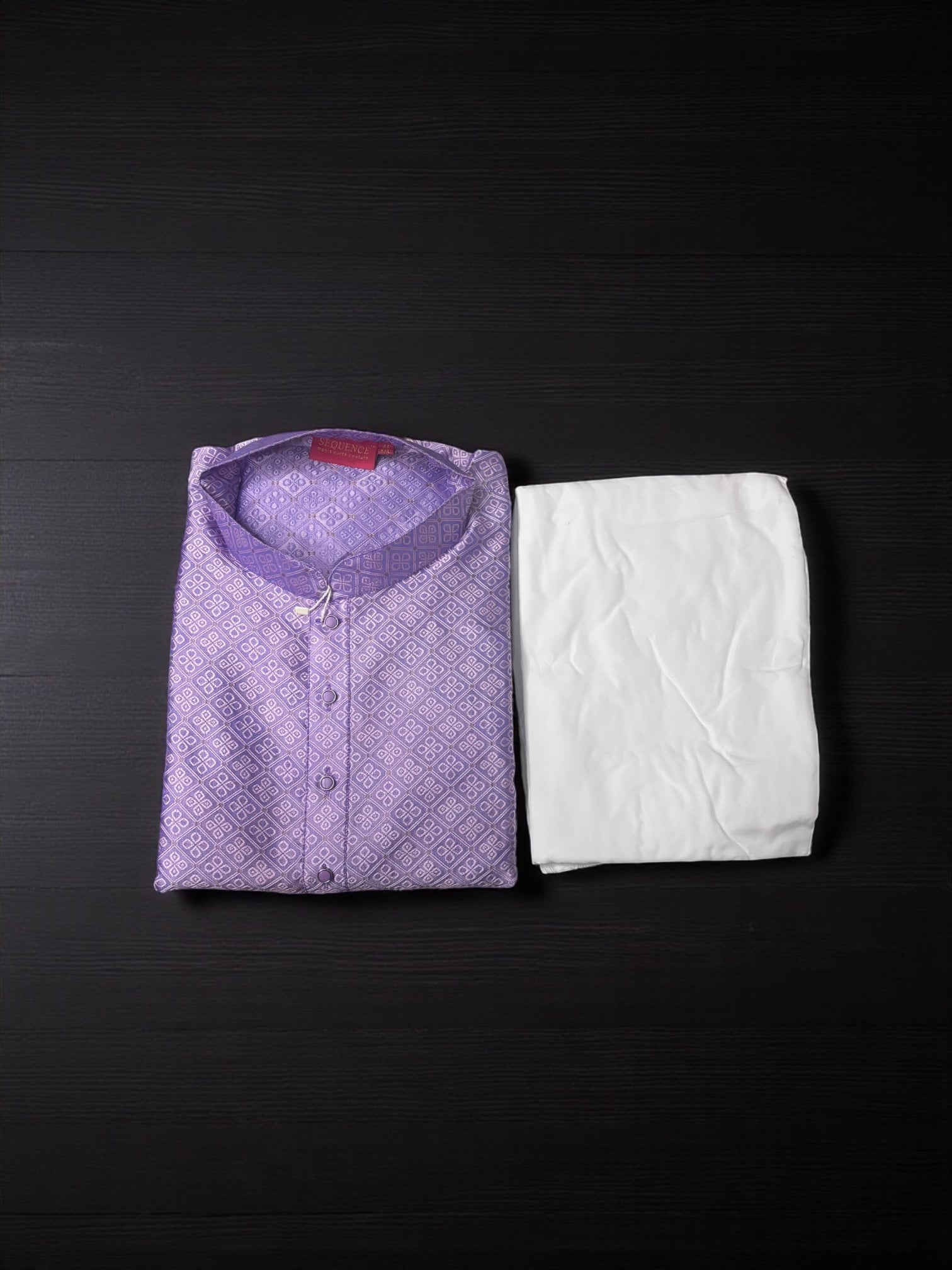 Traditional men's onion-colored kurta and pajama set by Saree Ghor Charlotte, featuring classic cultural wear for men.